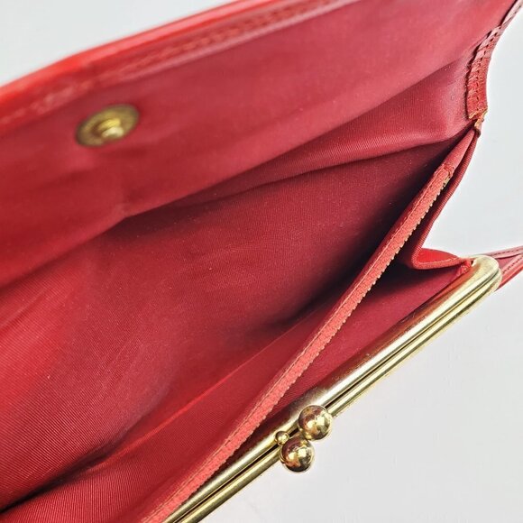 Baronet Wallet Vintage Fold/Snap Leather Cowhide 7.5" Length Red - Picture 8 of 10